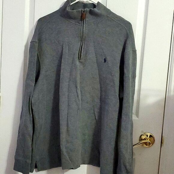 Polo Ralph Lauren Heather Gray Pony Logo Quarter Zip Pullover Windbreaker Jacket - Picture 2 of 11